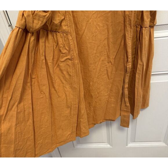 Maison Tara 18W Dress Linen Blend Squareneck Sleeveless Belt Lagenlook Orange - Picture 5 of 9